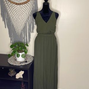 Green strappy back dress